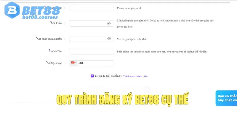 Quy trình đăng ký BET88 chuẩn xác